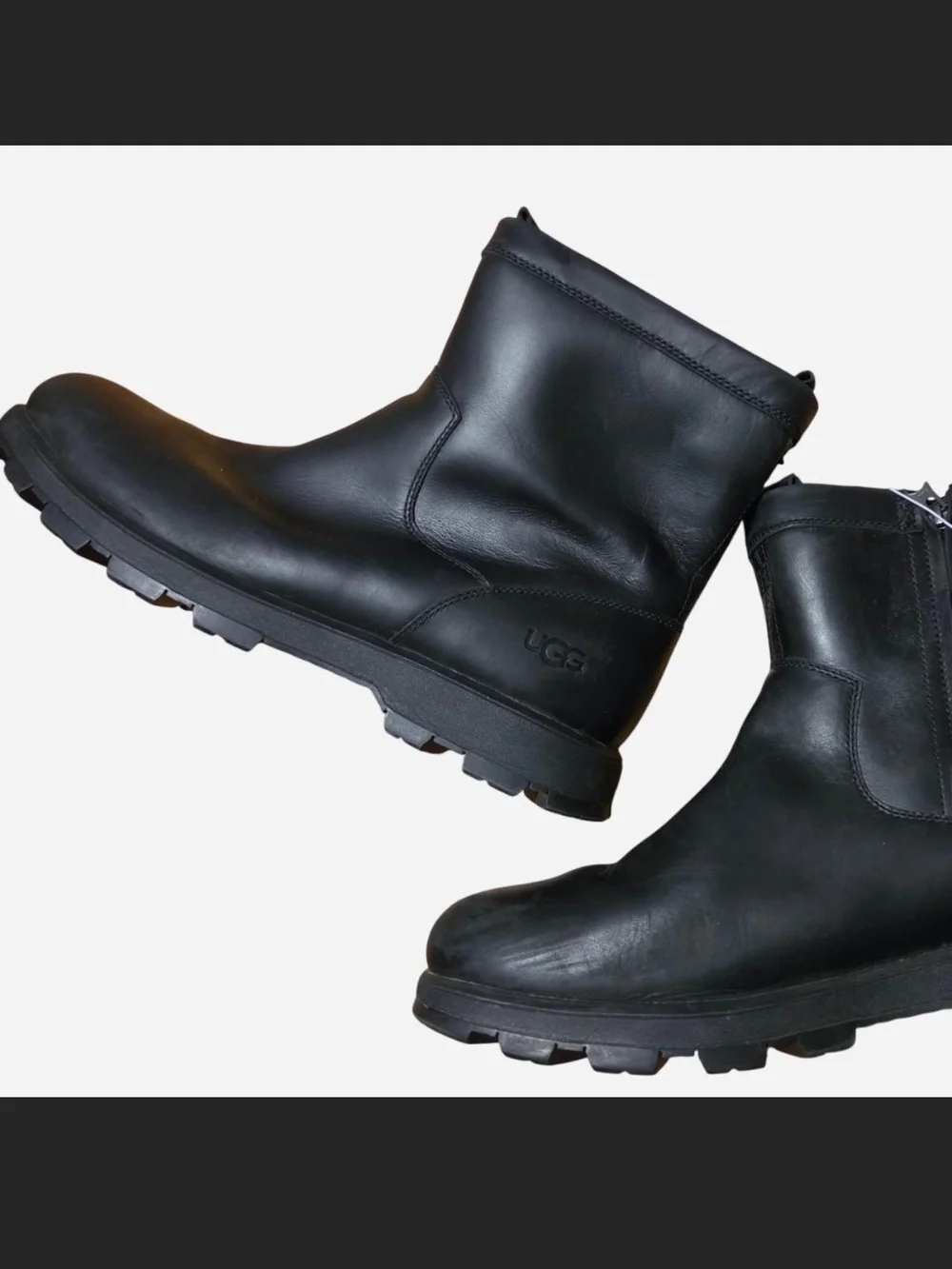 UGG Kennen Men's 15 Black Leather Ankle Boots